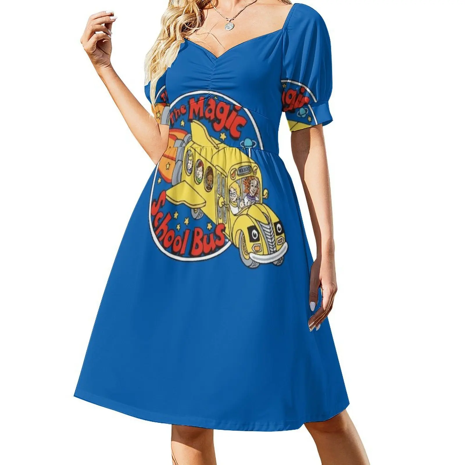 فستان بوهيمي بدون أكمام بشعار حافلة المدرسة السحرية للنساء مطبوع عليه فساتين حفلات الشاطئ حافلة المدرسة السحرية حافلة المدرسة السحرية #2