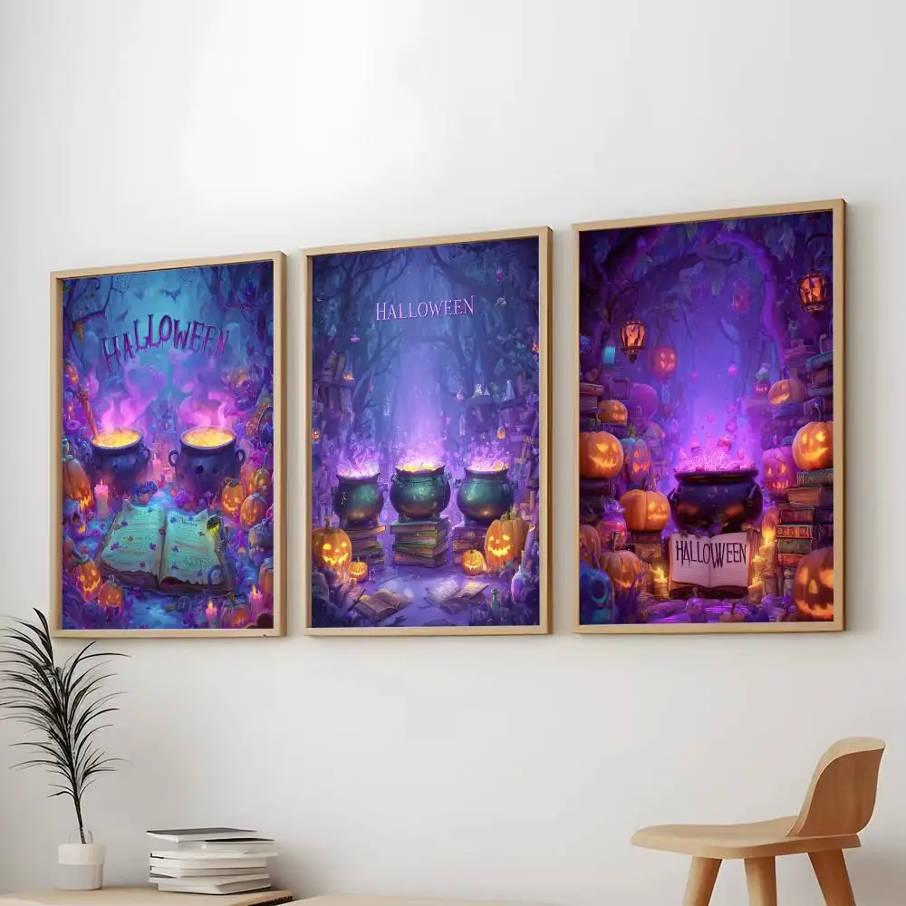 Halloween Arcane Incantations Painting Calligraphy Modern Aesthetic Wall Art Print Trendy Bedroom Home Decor Gift
