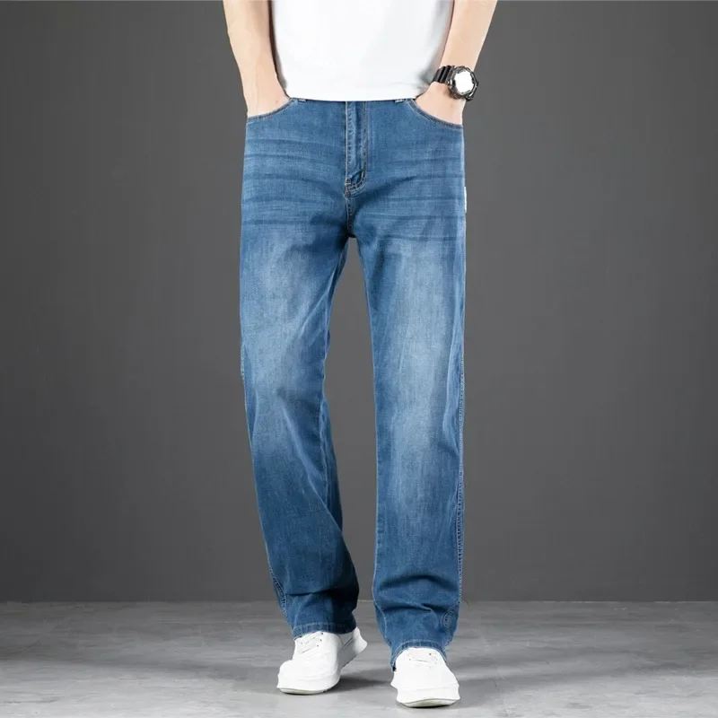2026 Spring Summer Men's Business Straight  Loose Fit Jeans High Quality Classic Style Fashion Denim Pants