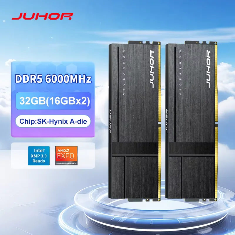 

JUHOR DDR5 32 ГБ (16 ГБX2) 6000 МГц Высокопроизводительная игровая оперативная память CL28