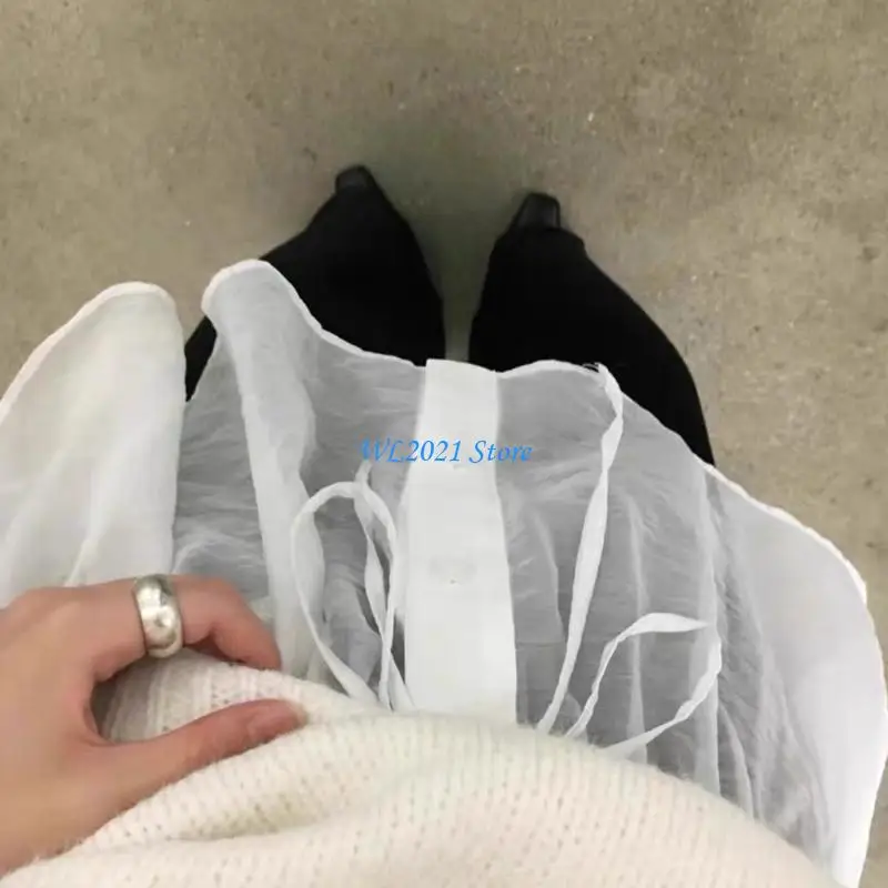 

G5GC Drawstring Waist Layering Faux Top Lower Apron Skirt A-Line Mini Wrap Skirt Faux Hemline Shirt Extender for Women