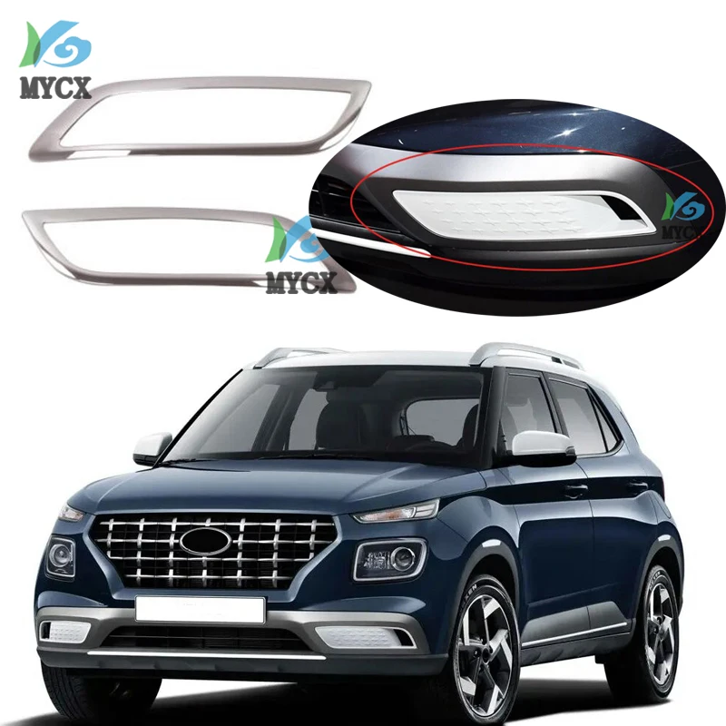 

2 Pcs ABS Chrome Front Light Foglight Cover Trim Car Sticker For Hyundai Venue 2019 2020 Accessories Car Accessories