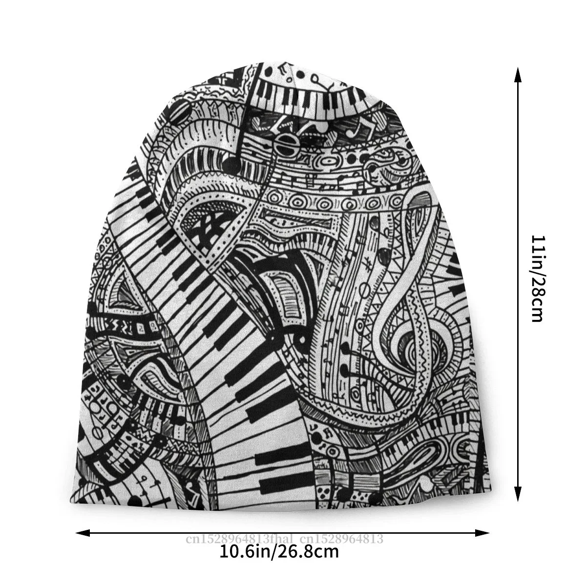 Bonnet Hats Men Women's Classical Music Doodle With Piano Keyboard Winter Warm Cap Design Skullies Beanies Caps