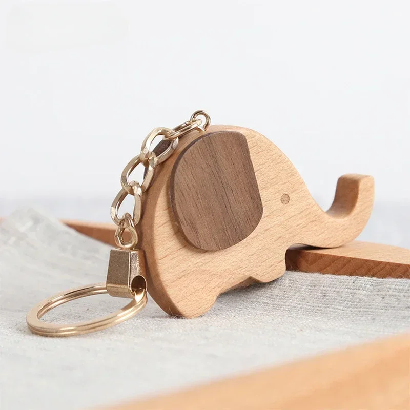 

Wooden Elephant Keychain Animal Wood Mobile Phone Holder Keyring Cute Birthday Gift Key Chains