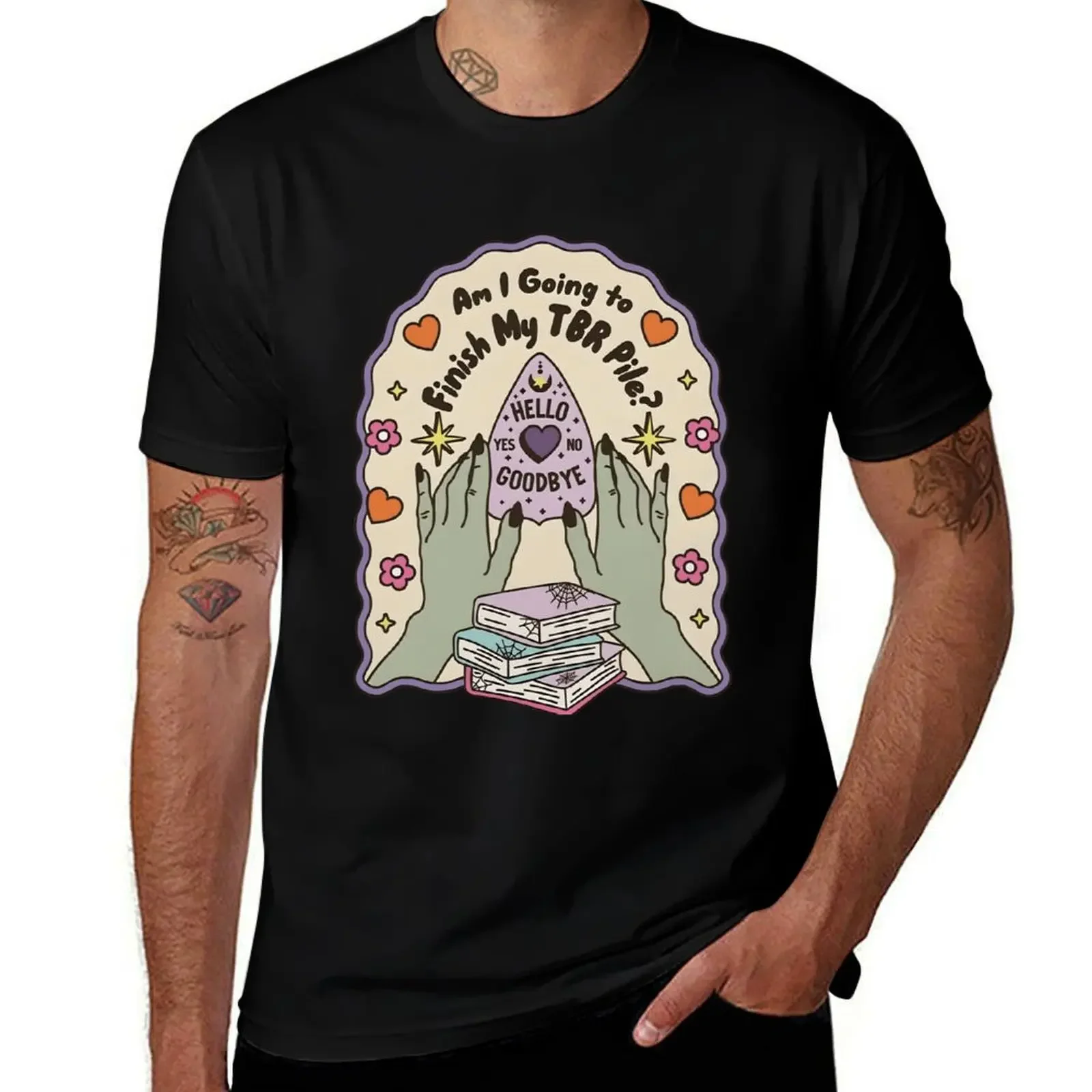 TBR Pile Ouija Planchette Trendy Bookish T-Shirt shirts graphic tees sweat plus size men clothing