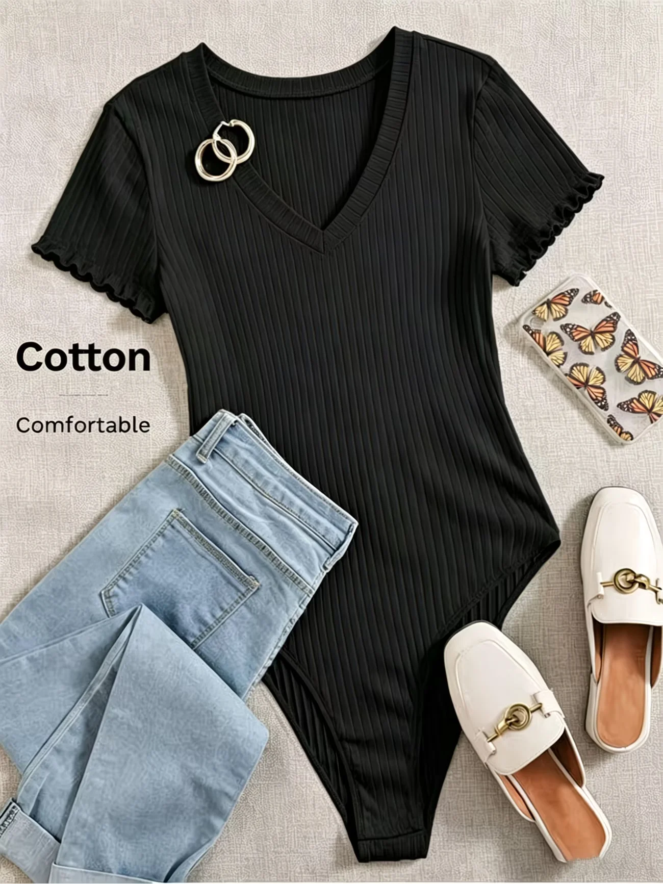 Ladies' Elegant Ribbed Jumpsuit, Comfortable And Soft