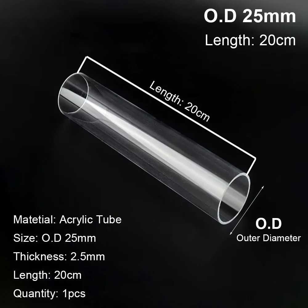 

1 шт. новая прозрачная акриловая трубка наружный диаметр 16/20/25/32/40/50 мм 20/50 см труба для аквариума DIY фитинги для труб гидропоника полив