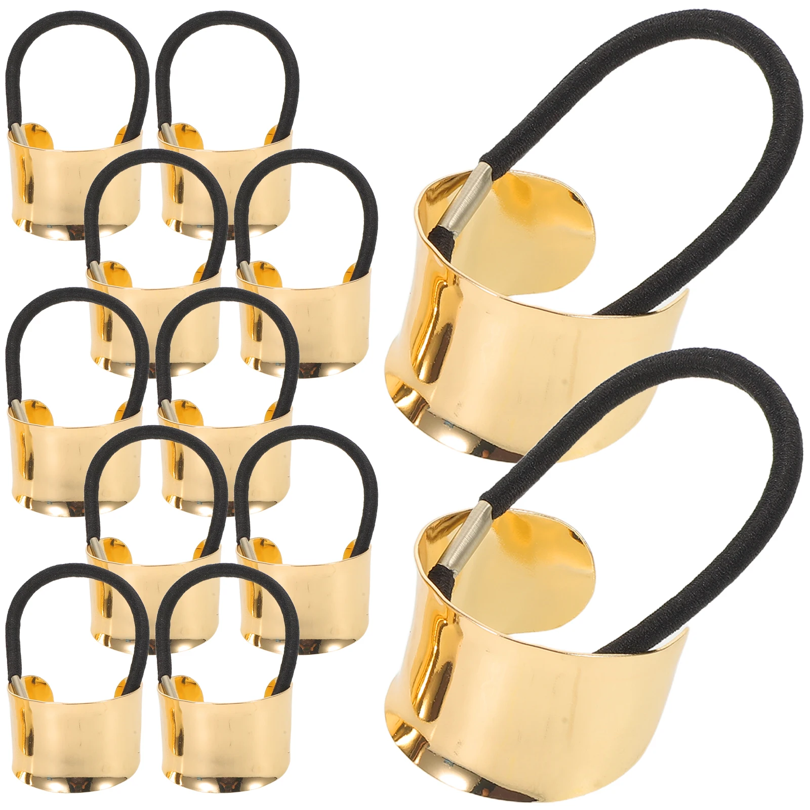 

12 Pcs Retro Metal Hair Rings Fashionable Bands Ties Elastic Ponytail Holders Decorative Cuffs