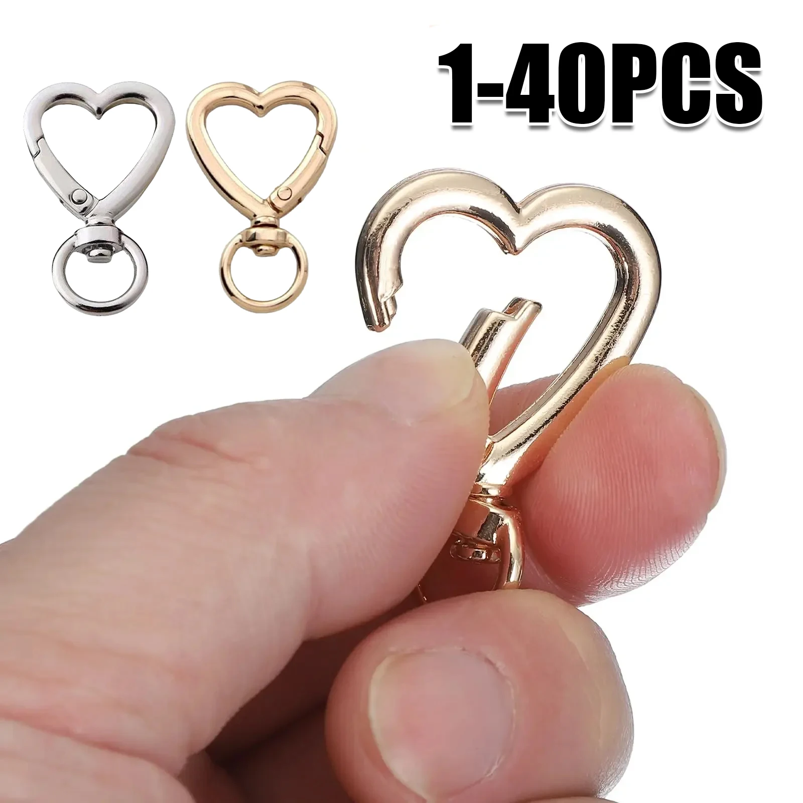 Heart Clip Snap Hook High Quality Metal Heart Spring Keychain Swivel Ring for DIY Hardware Luggage Tag Accessory