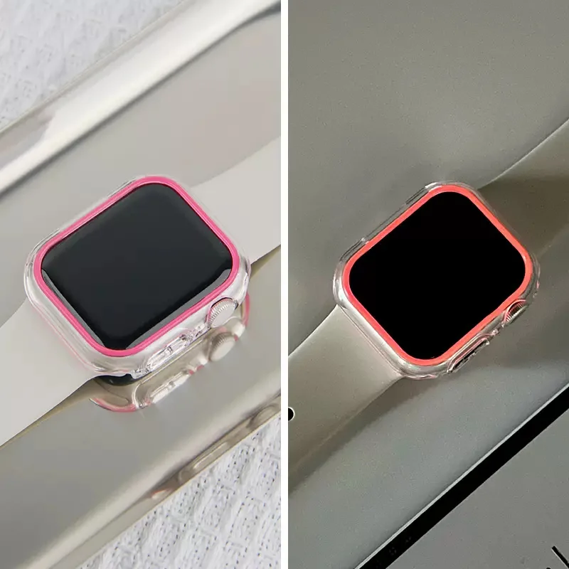 Y2K Clear Luminous Light Change Case Cover For Apple Watch Case 49mm 45mm 40mm 44 PC Bumper Protective Frame For iWatch 9 8 7 SE