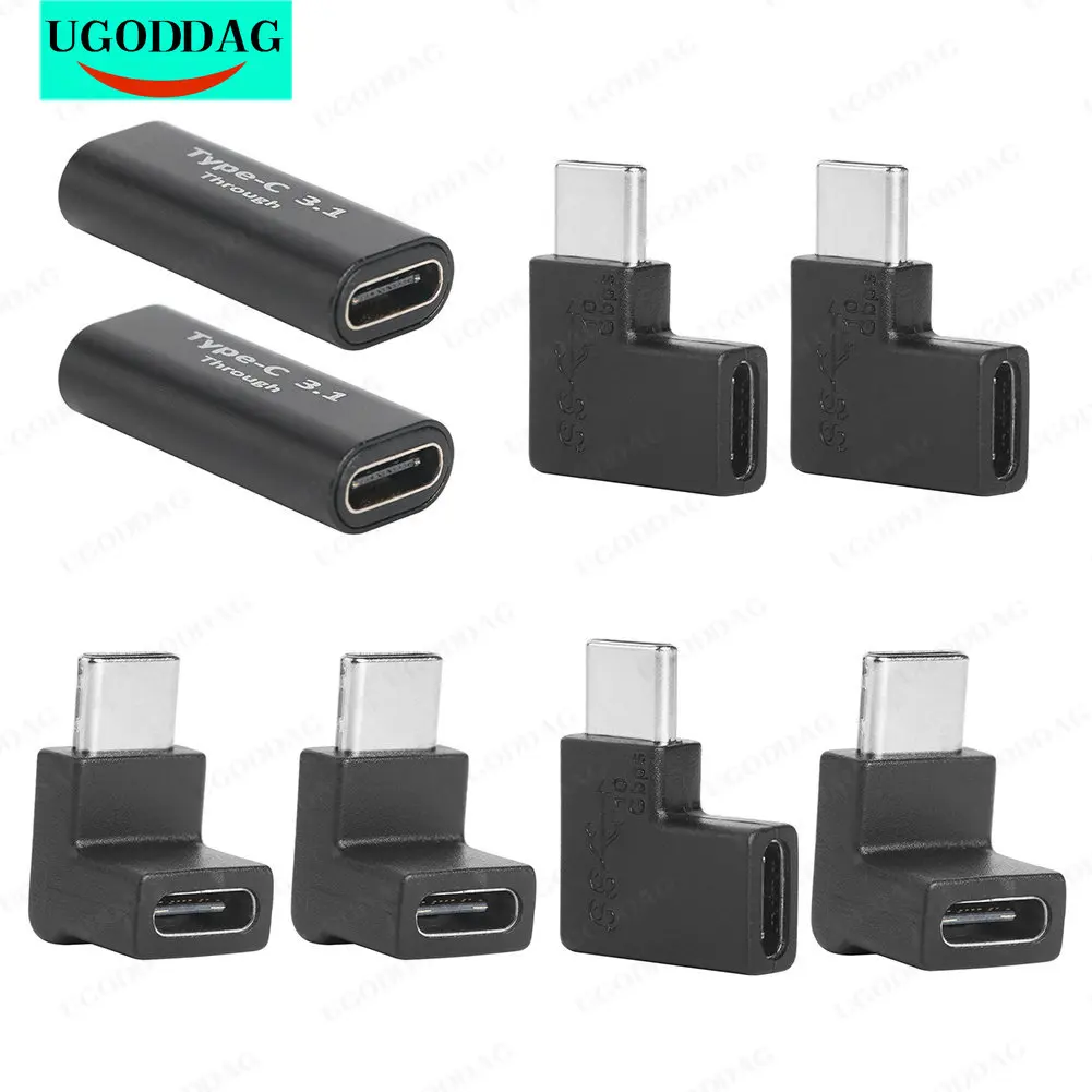 2 Stuks Usb C Adapter Type-C Man-vrouw Vrouwelijke Aan Vrouwelijke Rechts & Links Schuin 90 Graden uitbreiding Adapter Voor Tablet Laptop