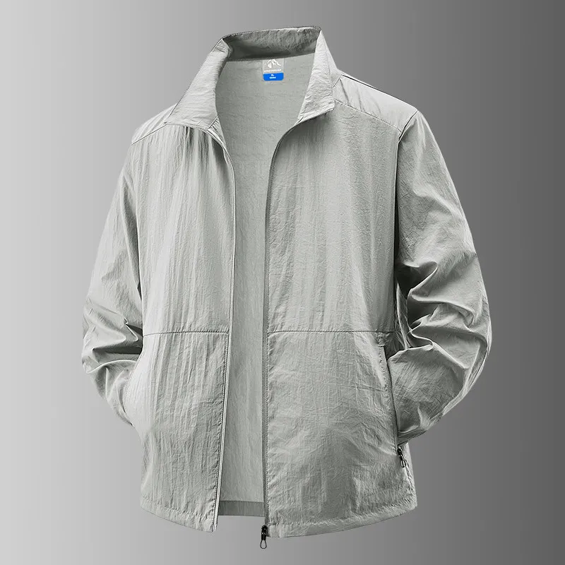 Men's Summer Fashion Sun Protection Clothing Loose Fit Casual Thin Long Sleeve Ice Silk Quick Dry Work Jacket Youth Style