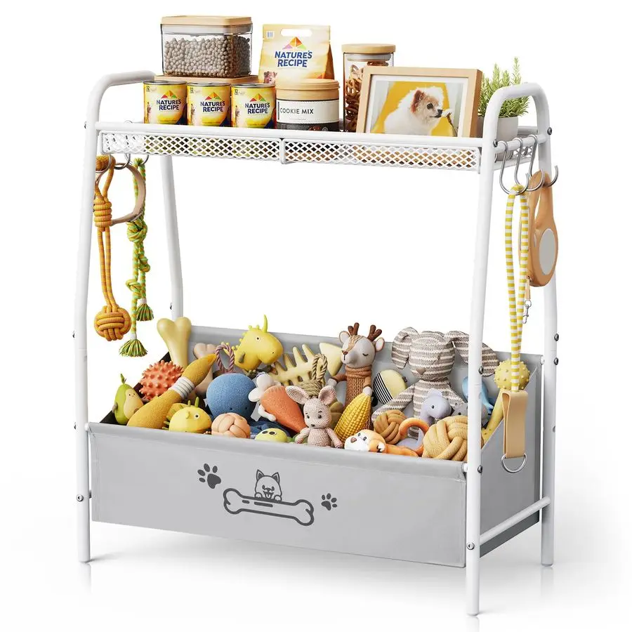 

Dog Toy Basket 23.6x11.2x9.7, Dogs Toy Bin with Storage Organizer, Trapezoid Toy Box for Dog Stuff Accessories, Pet Toy Storage