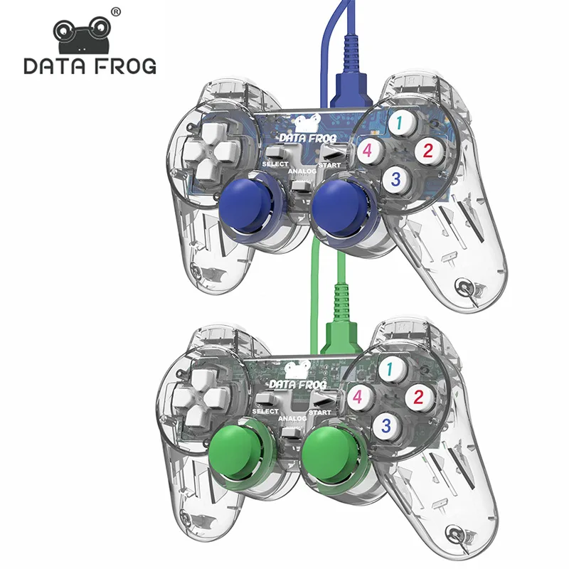 DATA FROG Transparent Shell Replacement Transparent Game Controller 3D Computer USB Game Controller Joystick Handle