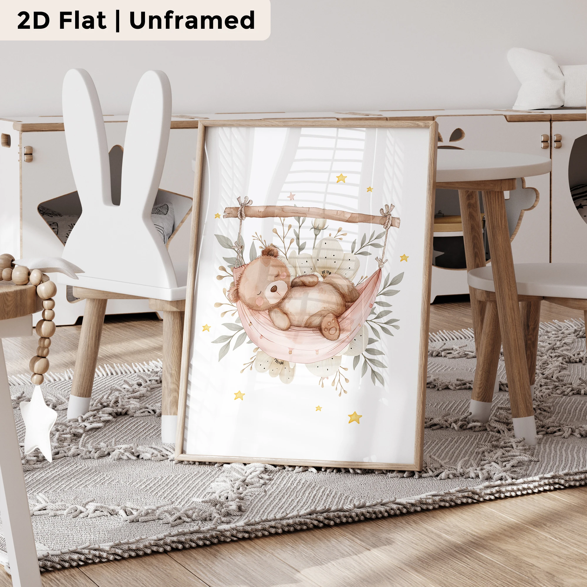3pcs Modern,Cartoon Bear, Hammock Wall Art Print Canvas Painting Poster Picture For Living Room,Bedroom,Kids Room Home Decor