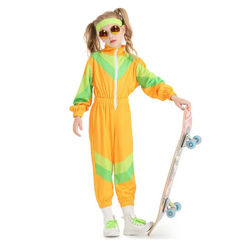 Costume de Cosplay Sportif Rétro Hip Hop pour Fille, Tenue Cool Vintage Chang pour Enfants, ixd'Halloween et de Carnaval, 80, 90S