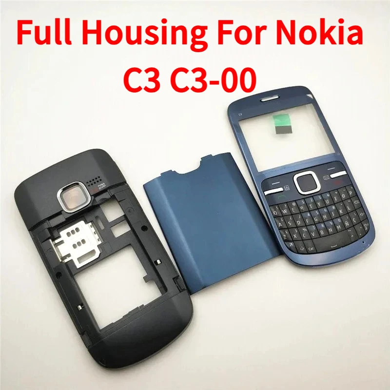 

Full Housing For Nokia C3 C3-00 Back Case Battery Cover Front Middle Frame Keypad C3-00 Replacement Part