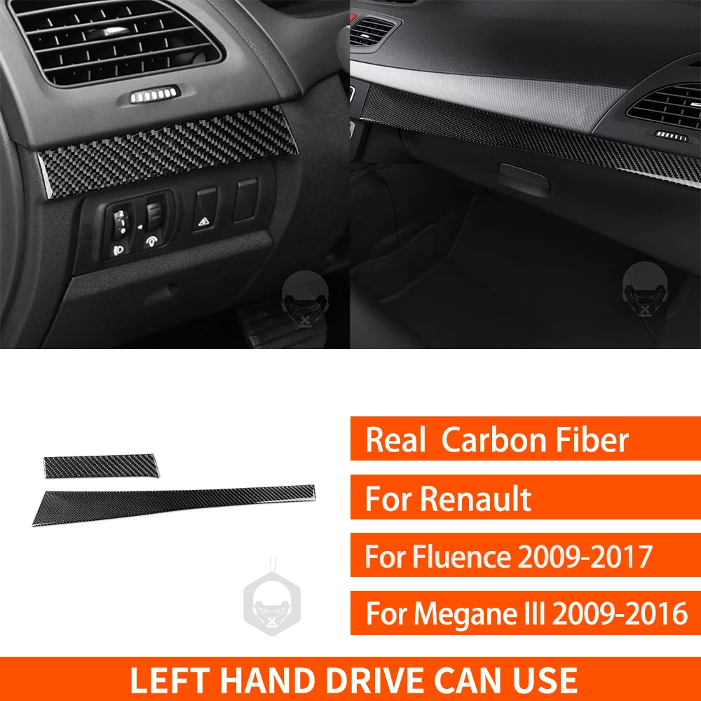 For Renault Fluence Megane 3 RS 2009-2017 Real Carbon Fiber Sticker Instrument Dashboard Panel Car Accessories inside decorative
