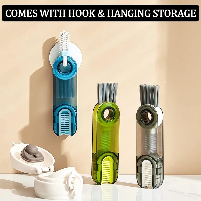 2/3Pcs Multifunctional Portable Bottle Detail Brush Set 3-in-1 Cup Lid Crevice Cleaning Brush Mini Cup Lid Cleaner Brushes Kit
