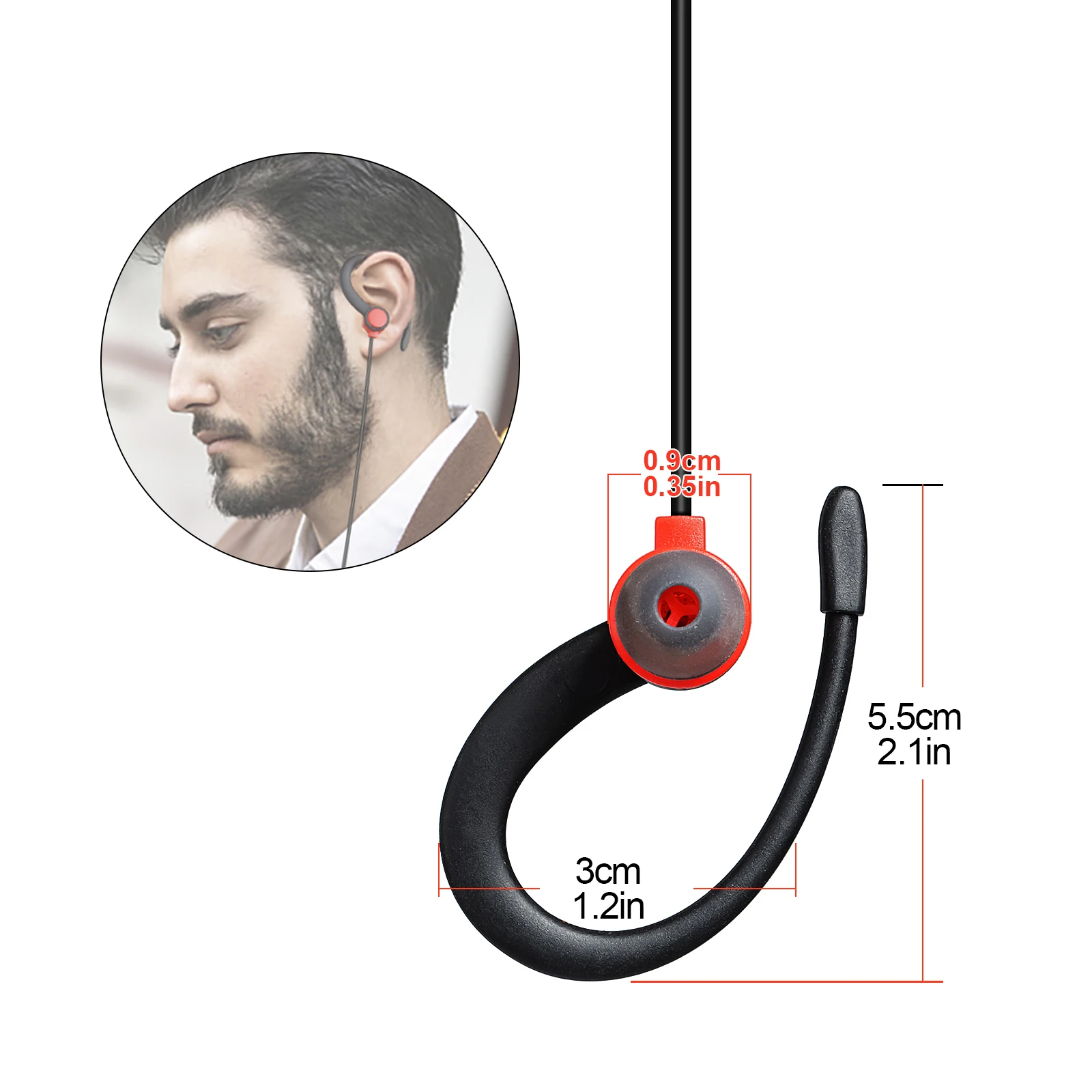 Zwei-Wege-Radio 2 Pin K Kopf weichen Ohr Haken Ohrhörer Walkie Talkie Headset mit Mikrofon Ptt für Baofeng UV-5R BF-888s Kenwood Retevis – Detail 5
