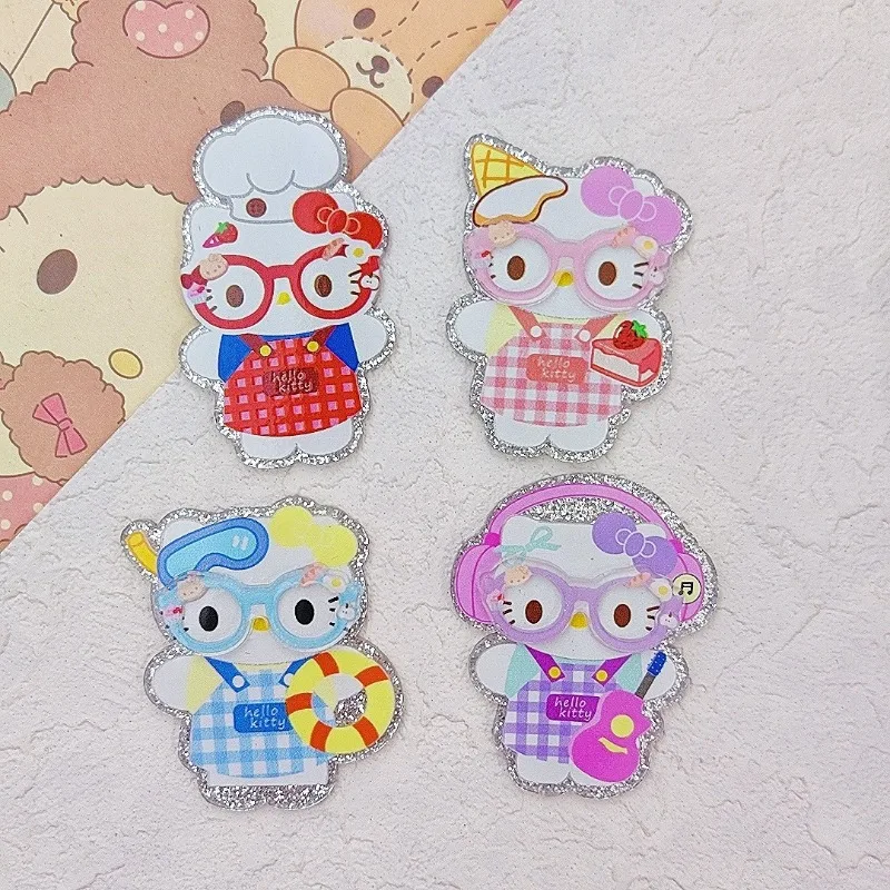 

10pcs Hello Kitty Accessories Cartoon Cute Women Products Kt Acrylic DIY Clothes Backpack Phone Case Toy Material Gift Wholesale