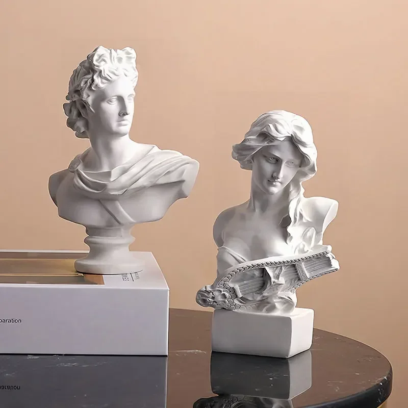Busto de Apollo mitología griega y romana Dios de la luz del sol cabeza de resina busto escultura estatuilla decoración del hogar