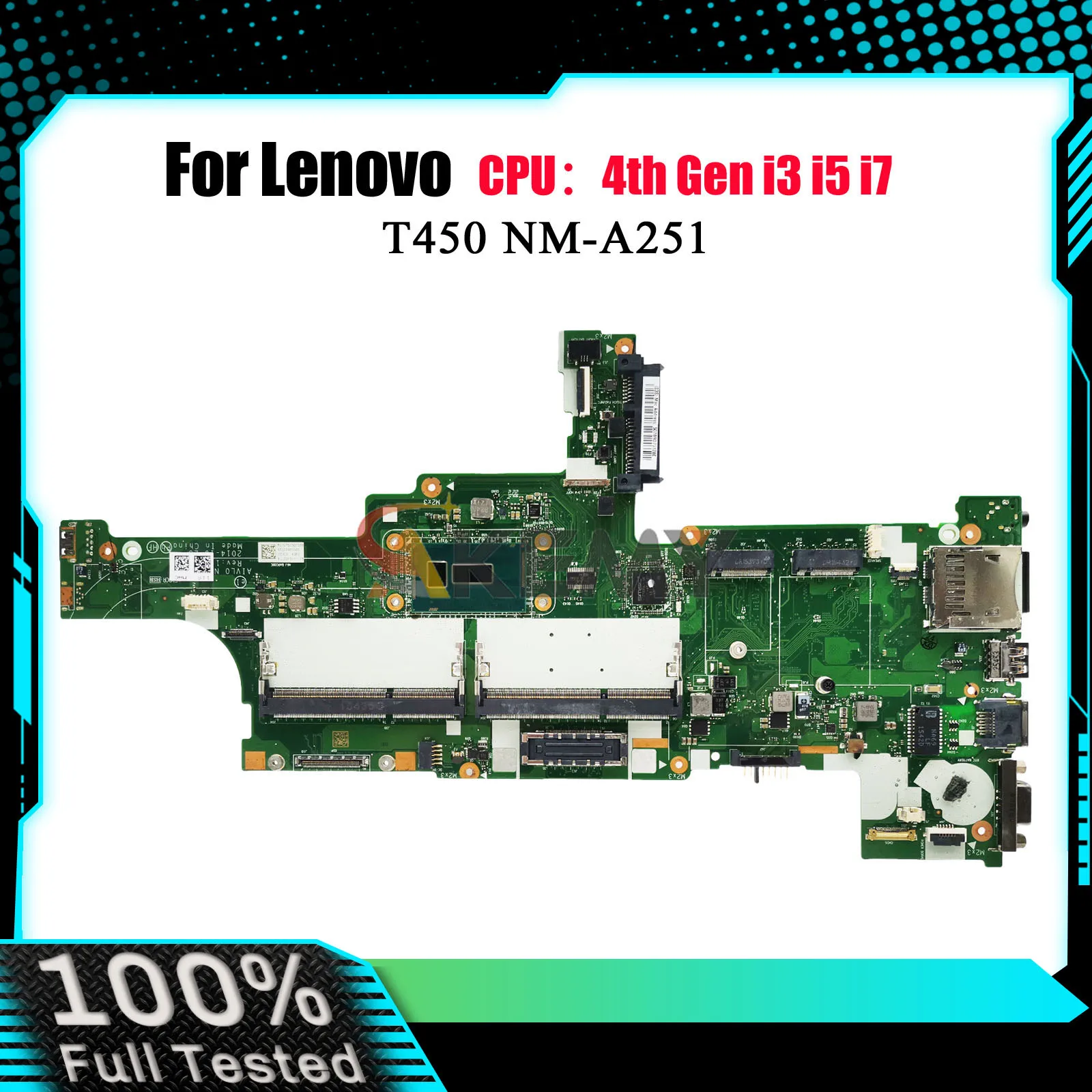 

Материнская плата ноутбука NM-A251 для Lenovo T450 с i3 i5 i7 5-го поколения, 100% полностью протестирована