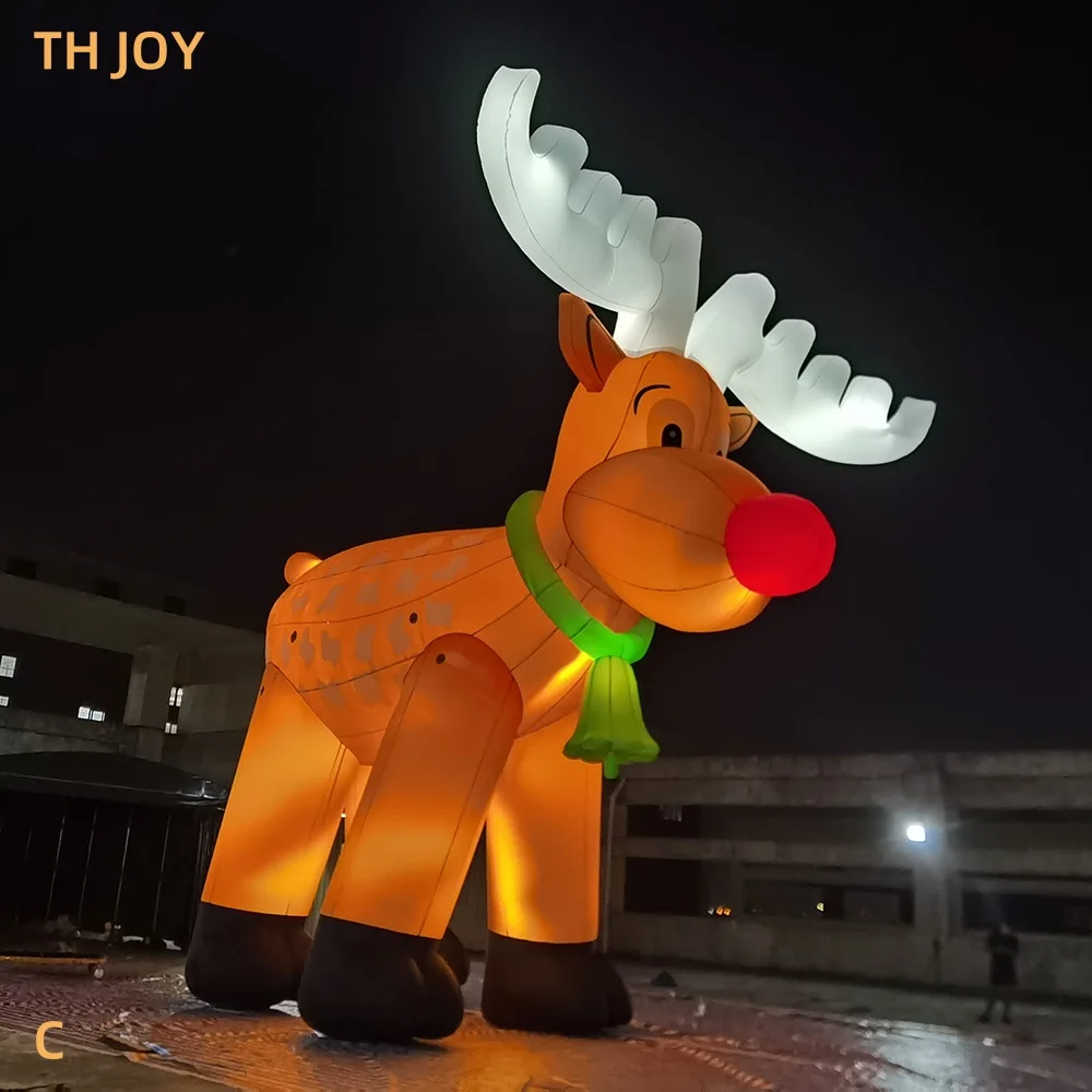 fast air ship to door,2025 Christamas party decoration inflatable reindeer, outdoor lighted inflatable Santa Claus reindeer