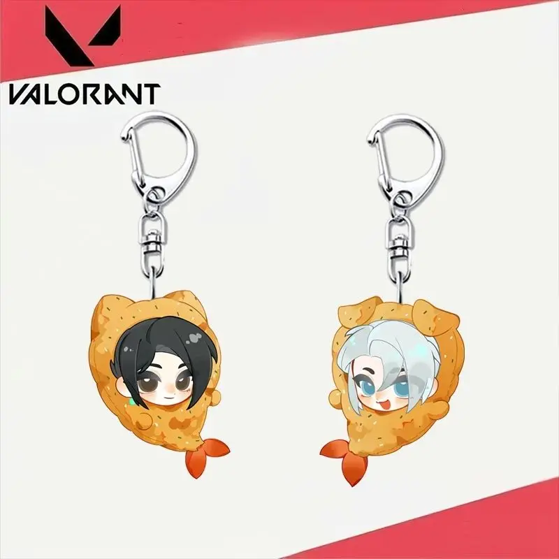 VALORANT Acrylic Keychain Jett Sage Lovely Eye-catching Cute Face Expression Pendant School Student Collectible Gift Ornament