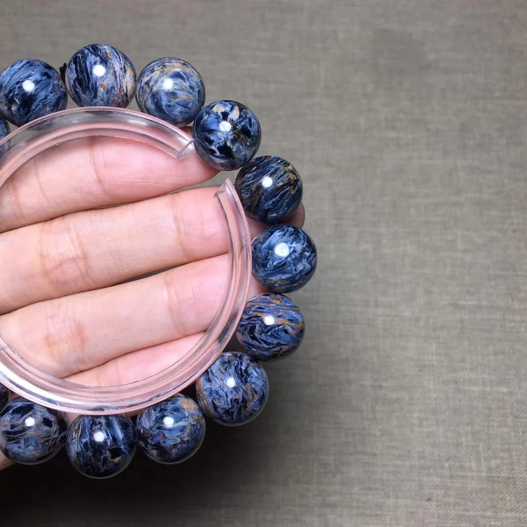 Natural Blue Pietersite Round Beads Bracelet 13mm Big Stretch Jewelry Pietersite Healing Stone From Namibia AAAAAA