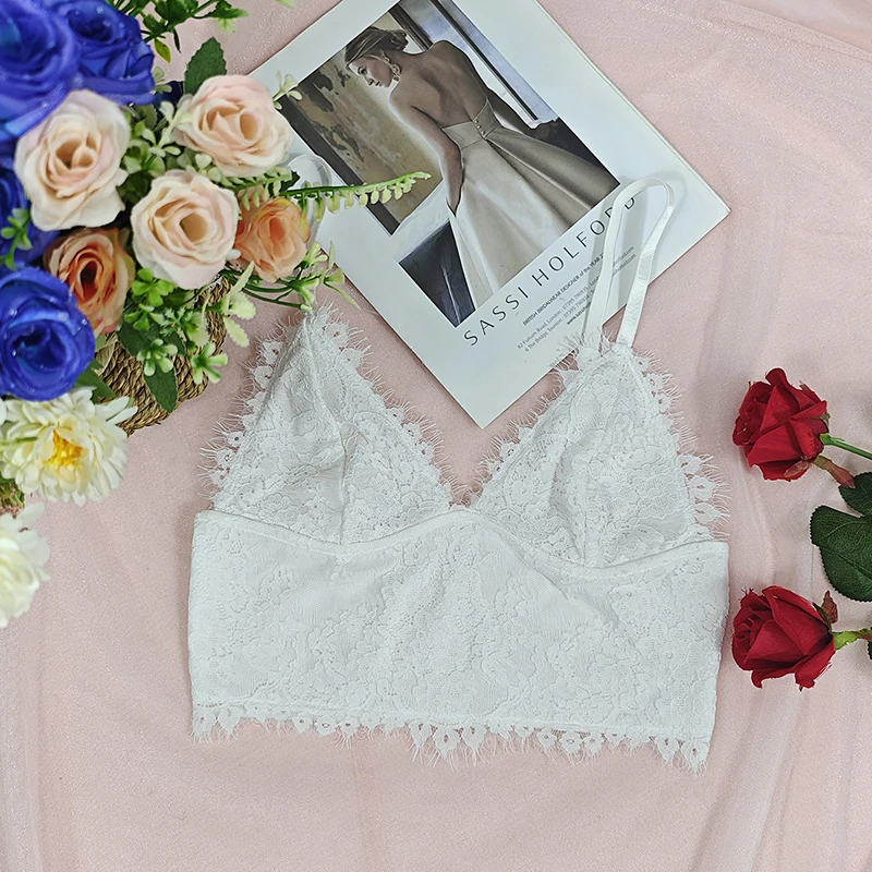 

2025 Women Sexy Bodycon Lace Camisole Casual Korean Solid White Strap Crop Tops Streetwear Summer Fashion Slim Skinny Camis