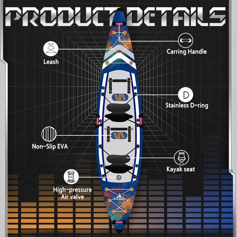 Full Drop Stitch 3-Person Inflatable Kayak High Pressure 4m Kajak Canoekayak for Fishing Repair Kayak