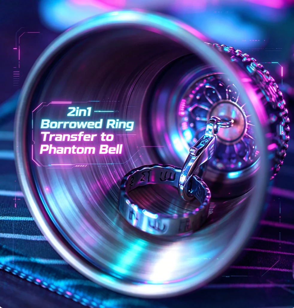 

2in1 Borrowed Ring Transfer to Phantom Bell Magia Chop Bell Ring in the Bell Magic Tricks Close-up Illusions Gimmicks Mentalism