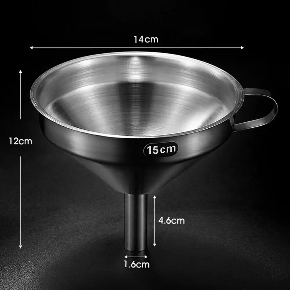 Stainless Steel Funnel Kitchen Oil Liquid Metal Funnel with Detachable Filter Wide Mouth Funnel for Canning Kitchen Tools