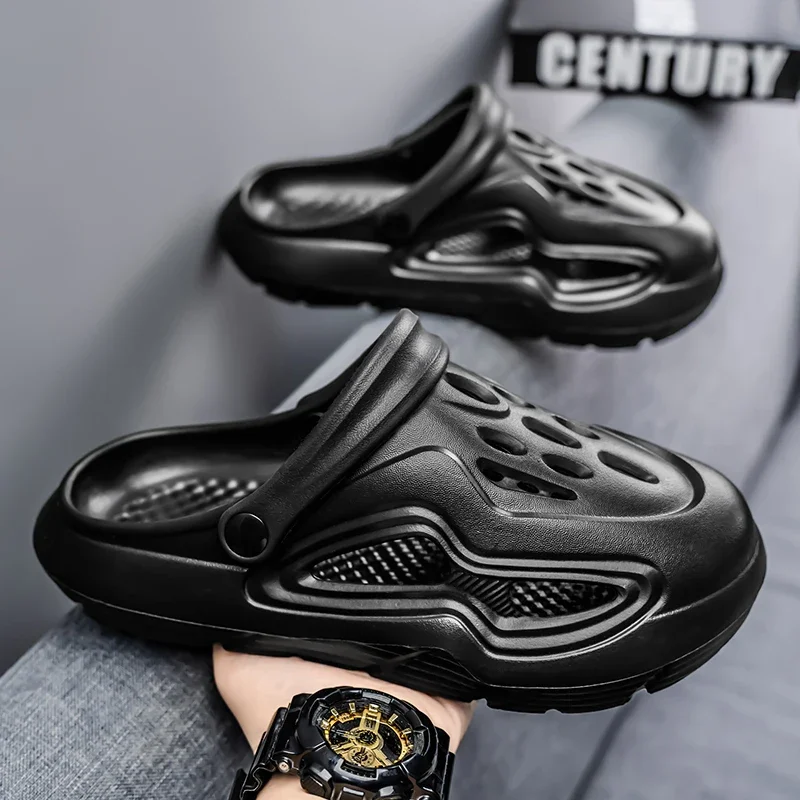Zapatillas antideslizantes de verano con suela gruesa y puntera para uso exterior, desodorante antideslizante para playa para hombre, zapatillas para exteriores