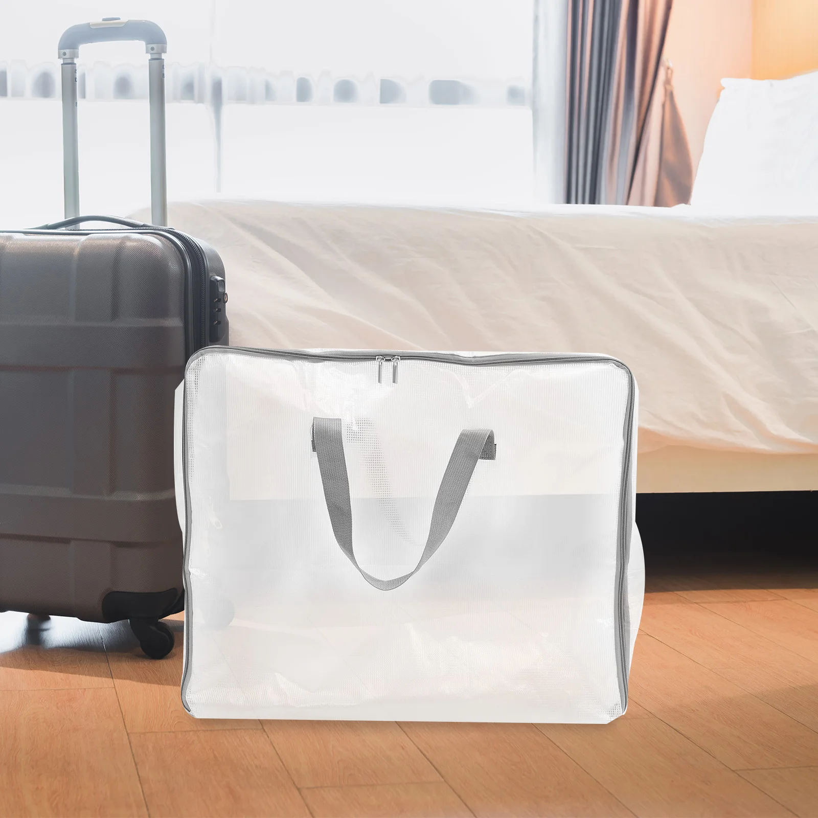 

Portable Foldable Storage Bag Large Capacity Deep Gray Handles Clothes Bedding Travel Luggage Gym Sports Bag