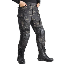 Men Combat Pants With Pads Airsoft Tactical Pant Camping Airsoft US CP Camo Pants Clothing Ripstop Hunting Clothes
