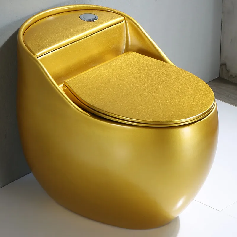 Modern One Piece Dual-Flush Ceramic Toilet Egg-Shaped Colorful Golden Finish Personalized Creative for Small Spaces Hotel