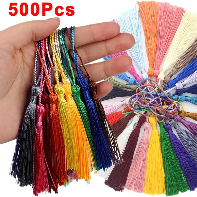 100-500 sztuk 13cm jedwabiste frędzle z pętelką sznurkową ręcznie robione miękkie nić zakładka frędzel do tworzenia biżuterii DIY Craft akcesoria do szycia