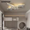 SANDYHA 현대 항공기 천장 팬 어린이 방에 대 한 빛 침실 홈 장식 Ventilador Mando Luminaires Suspendus 3