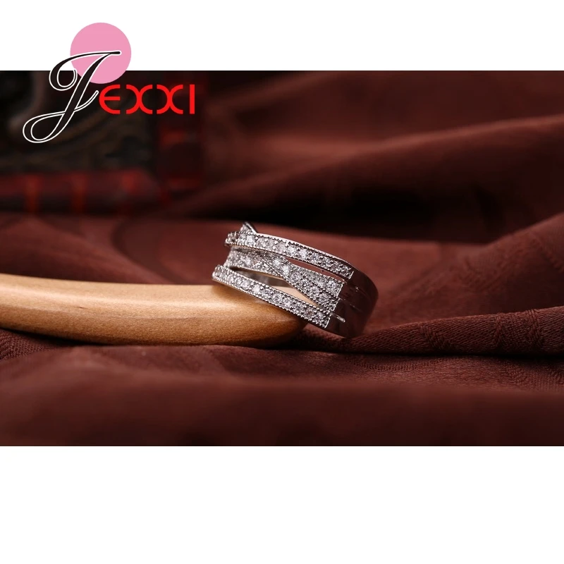 Top Quality With Cubic Zirconia Charm Cross Design Women Rings 925 Sterling Silver  Jewelry For Females