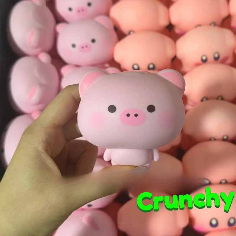 Crunchy Kawaii Pink Pig Squishy Handmade Ball Slow Rebound Mochi Fidget Squeeze Toy Portable Sensory Anxiety Relief Stress Toy 