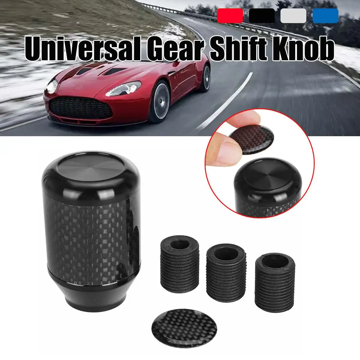 Car Gear Shift Knob Aluminum + Real carbon fiber Universal 62mm gear Shifter Lever Head Manual lever gear Car Interior Parts