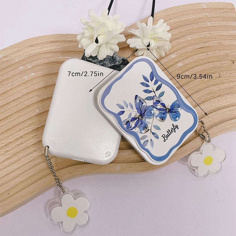 Butterfly Leaves Flip-Top Folding Makeup Mirror, espelho de bolso portátil, espelho retangular com pente, mulheres e meninas