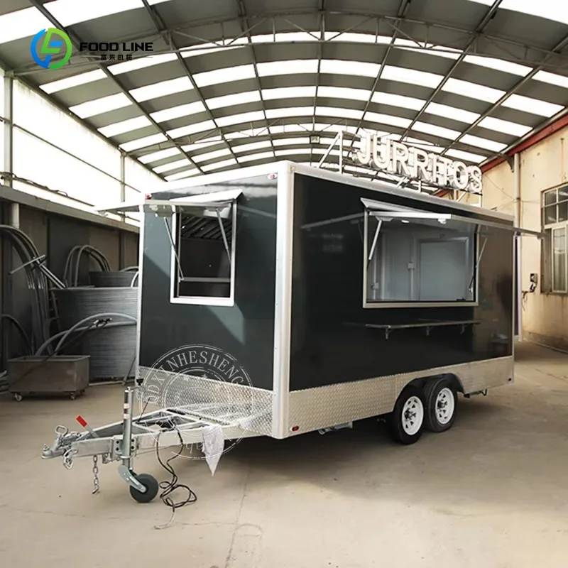 

Affordable 16ft Equipped Food Truck Hot Dog Food Cart Fast Food Mobile Kitchen Trailer