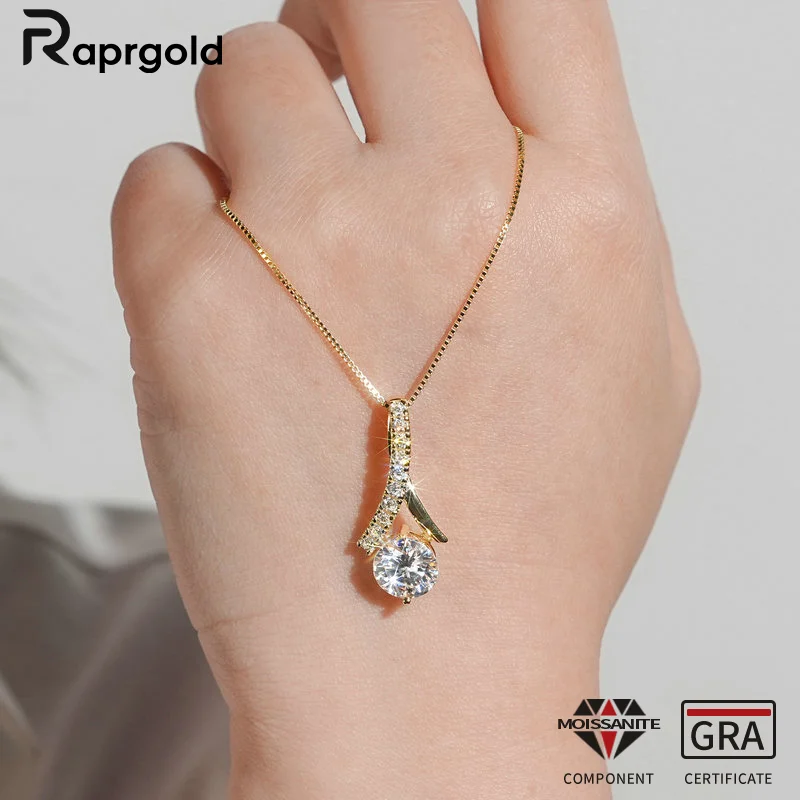 

RAPRGOLD GRA 6.5/8/9mm Moissanite Infinity Pendant Necklaces for Women 925 Sterling Silver Box Chains Wedding Party Jewelry Gift
