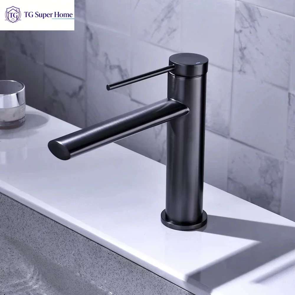 Brass Black Deck Mounted Single Hole Single Handle Hot Cold Bathroom Mixer Sink Tap Basin Faucet Vanity Water Tapware