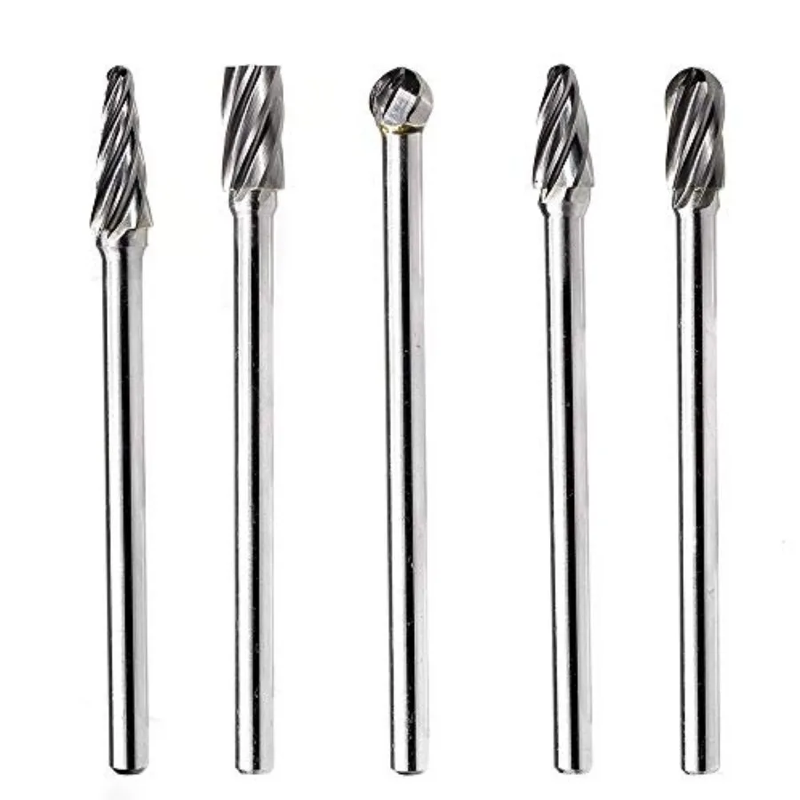 

5Pcs 1/4 Inch Aluma Cut Carbide Burr Set 4.4" Long Shank Single Cut Tungsten Rotary Burr Files CNC Engraving Cut Metal Carving