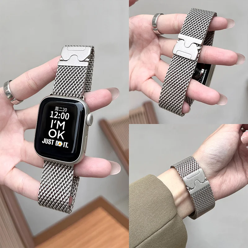 Titanium Straps For Apple watch Ultra 2 49mm Series 10 9 8 7 6 5 4 SE 46mm 42mm 41mm 45mm 44mm 38-40mm Milanese Loop Accessories