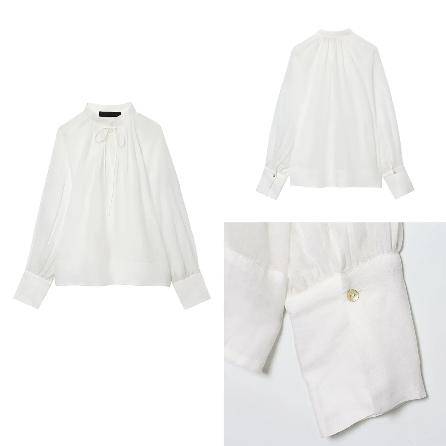 

Faionable Striped Lantern Sve Long Sve Stand Collar Women's irt Autumn 2025 Z Skin-friendly Breathable